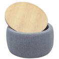 thumbnail image 5 of Upholstered Coffee Table with Wooden Lid, 2 in 1 Function End Table Footstool for Living Room Office, Function Circle Storage Ottoman, 25.5"x25.5"x14.5", Dark Grey, 5 of 6