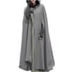 thumbnail image 4 of Mujeres Otoño Moda Sólido Con Capucha Botón Capa Dividida Tenedor Abrigo De Lana Fridja po459, 4 of 6