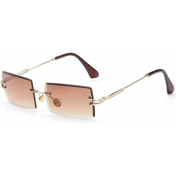 Mewfacos Retro Rectangle Sunglasses Rimless Ultralight UV400 Vintage Sunglasses Frameless Sunglasses Eyewear Fashion Accessory