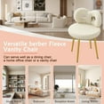 thumbnail image 4 of YYEAN Vanity Chair with Back, Swivel Makeup Chair with Upholstered and Golden Metal Legs for Living Bedroom and Makeup Room, Off-Off-white With Golden Leg, 4 of 6