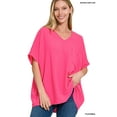 thumbnail image 3 of Zenana Women & Plus V Neck Woven Airflow Dolman Short Sleeve Blouse Top with Front Pocket, 3 of 3
