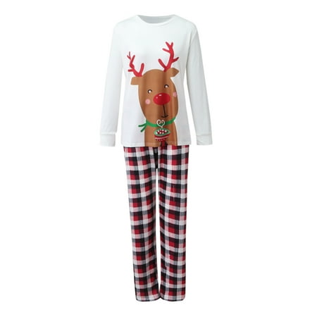 

Christmas Gifts Christmas Pajamas for Family Xmas Pajamas Pjs Sleepwear Outfits Matching Set Imitation Cotton White 2Xl