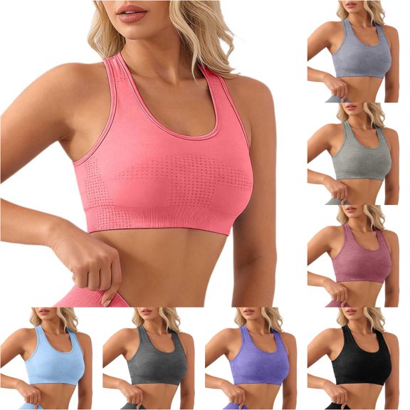 High Support Sports Bra With Removable Padding Yoga Tank Top For Running Training Non Comfort, L, Pink