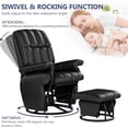 thumbnail image 5 of LAZZO Swivel Recliner Chair with Ottoman, 360° Swivel Glider with Side Pockets, Comfy Lounge Chair for Living Room and Office, Black, 5 of 9