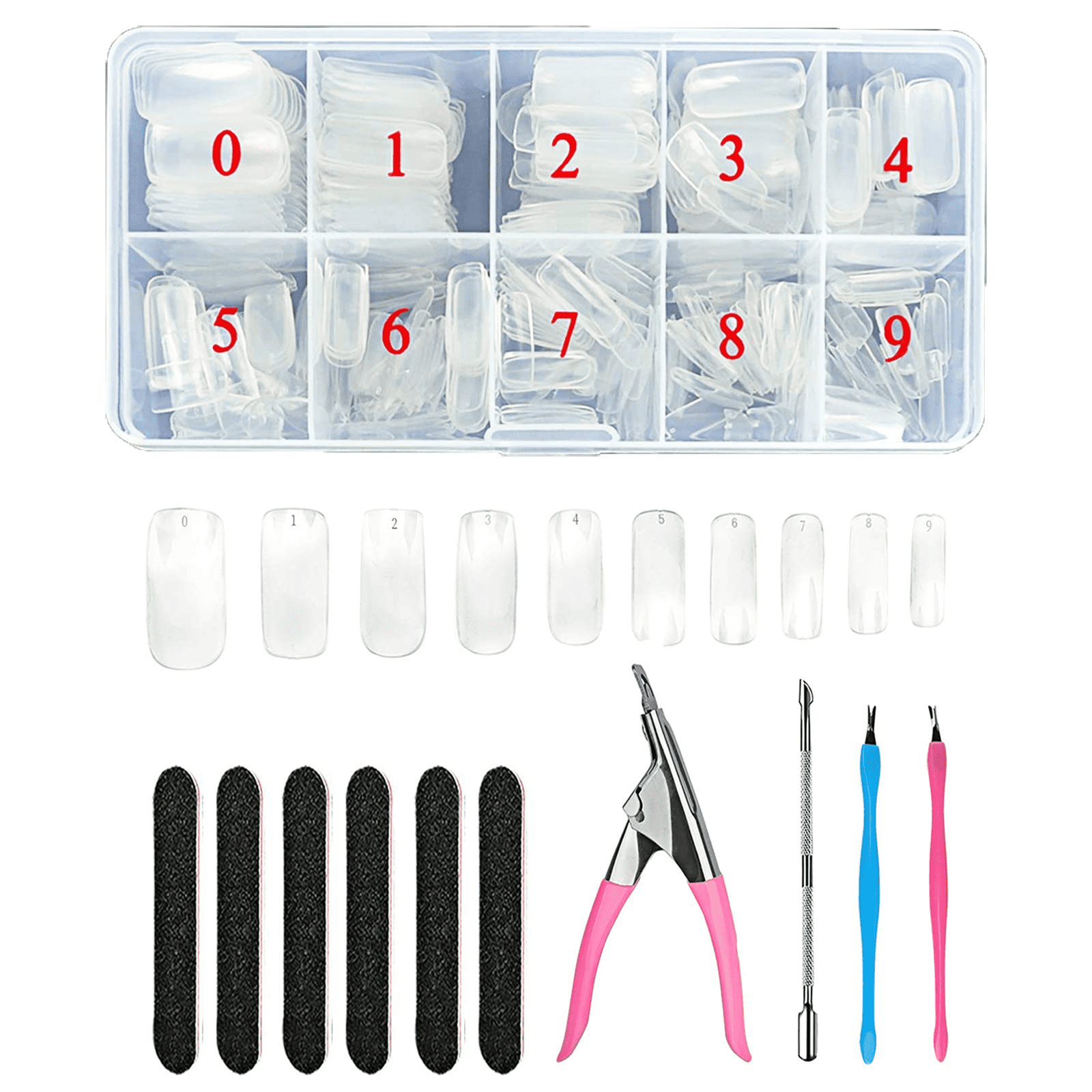 KissDate Clear Acrylic Nail Tips 500 Pieces Clear False Nail Tips 10