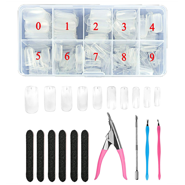 KissDate Clear Acrylic Nail Tips 500 Pieces Clear False Nail Tips 10