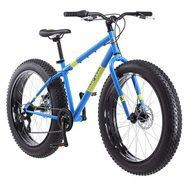 Dolomite Men's Fat Tire Mountain Bike, 26 In. Wheels, 4 In. Wide Knobby Tires, 7-Speed, Steel Frame, Front and Rear Brakes, Light Blue