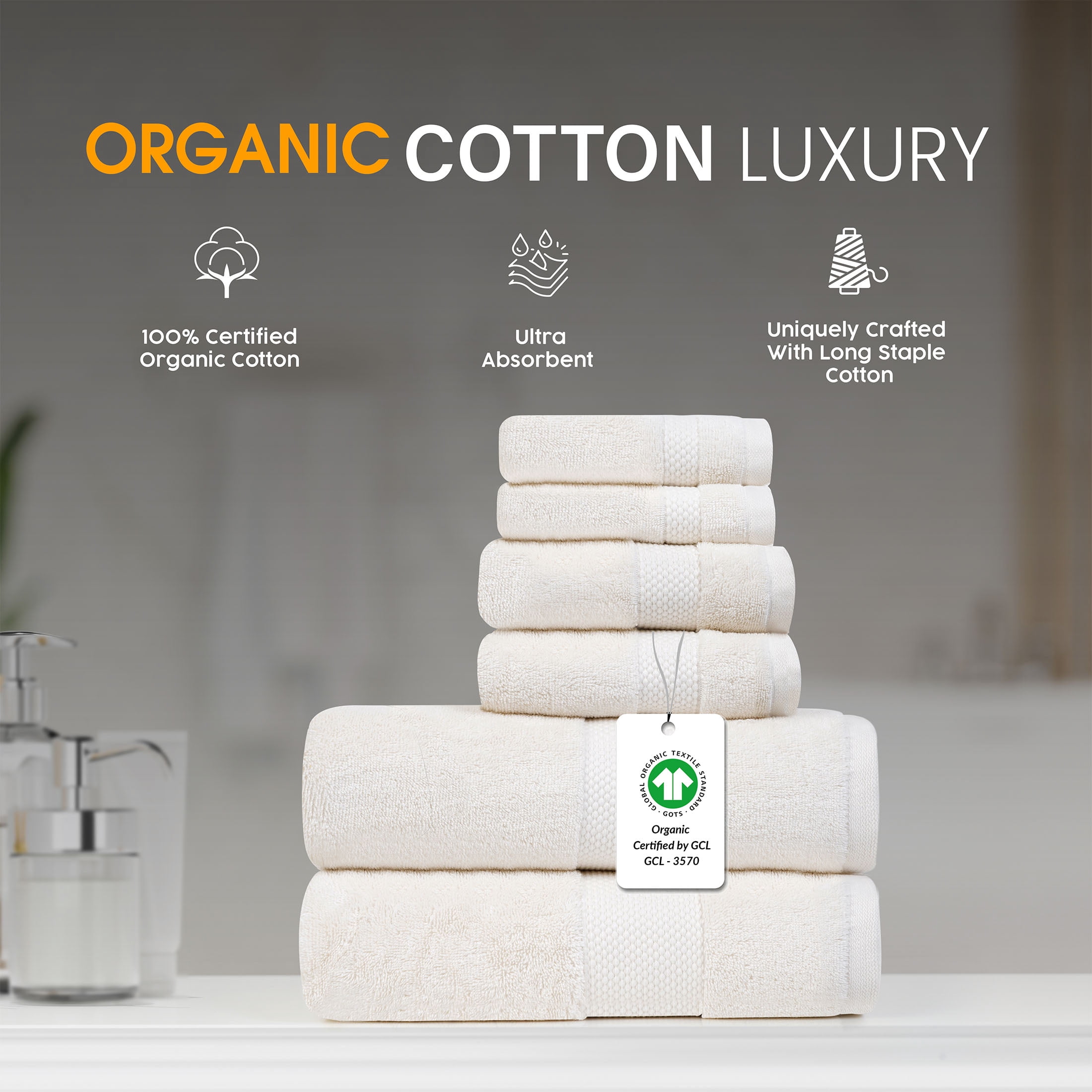 Micro Cotton Farm to Home Solid Color Bath Towel Sets 6 Count