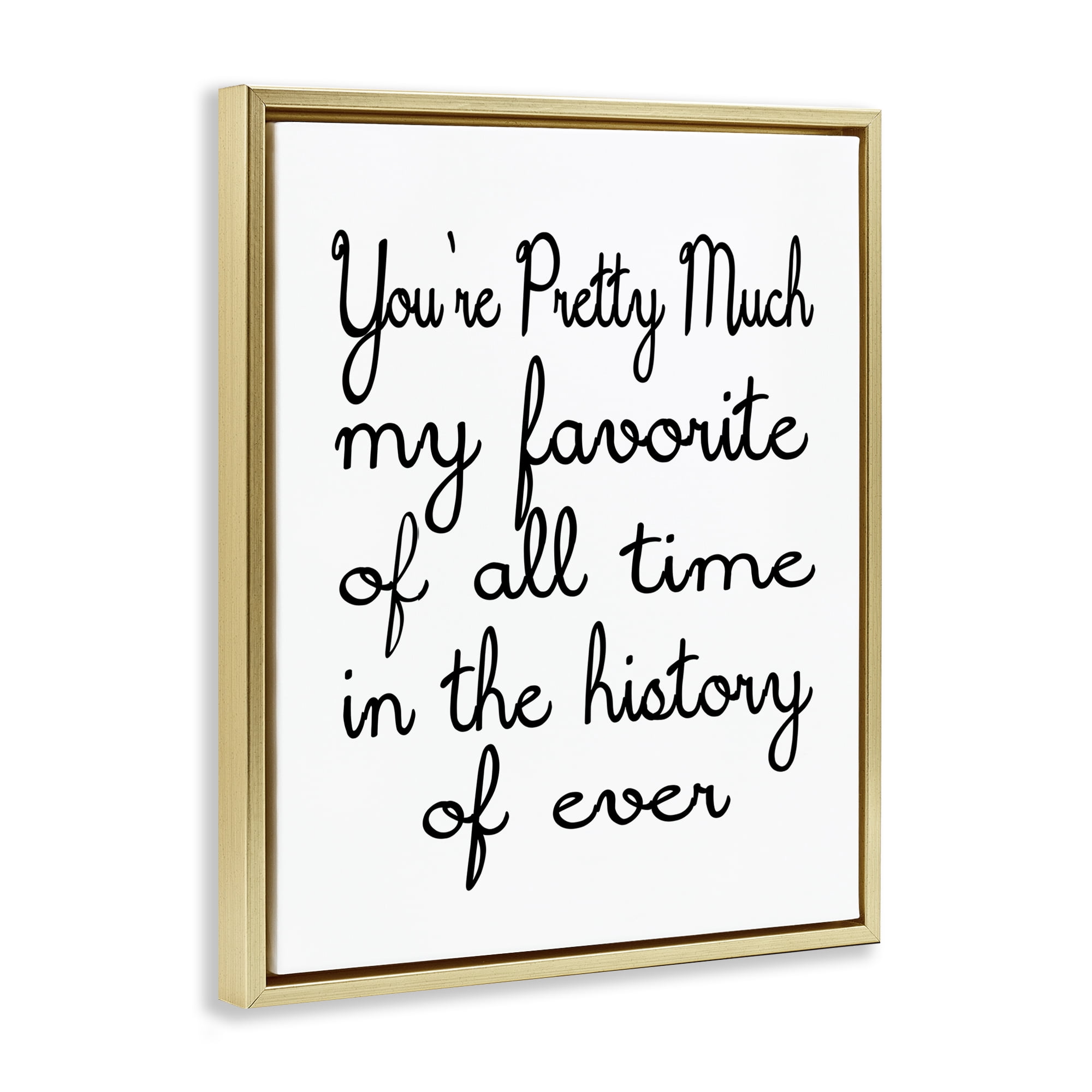 Stupell Industries Favorite Of All Time Text & Numbers Painting Gold Floater Framed Canvas Art Print Wall Art, 17 x 21