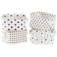 thumbnail image 1 of Laklulu - Práctica caja de almacenamiento con cajón de tela de lino, organizador de escritorio plegable de algodón para maquillaje y juguetes, estampado de estrellas, puntos y árboles, color blanco, 1 of 5