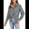 thumbnail image 1 of Camisas de Mujer con Botones, Casuales, de Larga, A Cuadros, con Estampados, Blusas Holgadas con Cuello A . Verde M, 1 of 7
