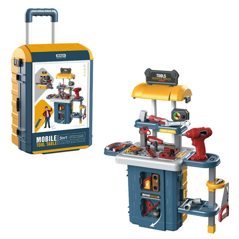 Kids Tool Bench 46-Pc, 3-in-1 Workbench with Electric Drill