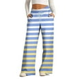 thumbnail image 1 of Pants for Women, Womens Fashionable Striped Printed Drawstring Wide Leg Pants, 1 of 4