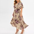 thumbnail image 2 of Vestido casual con estampado floral Cuello en V Mujer Vestido largo sexy Estilo bohemio Traje diario FLhrweasw Nuevo, 2 of 8