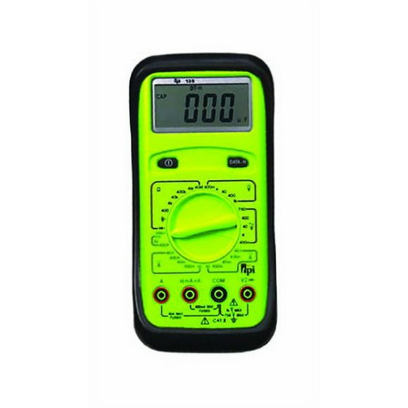 TPI 135 Manual-Ranging, Average-Sensing Digital Multimeter with Protective Boot, 750VAC, 1000VDC, 10 Amp, 40 Megaohms, 20,000 Microfarads