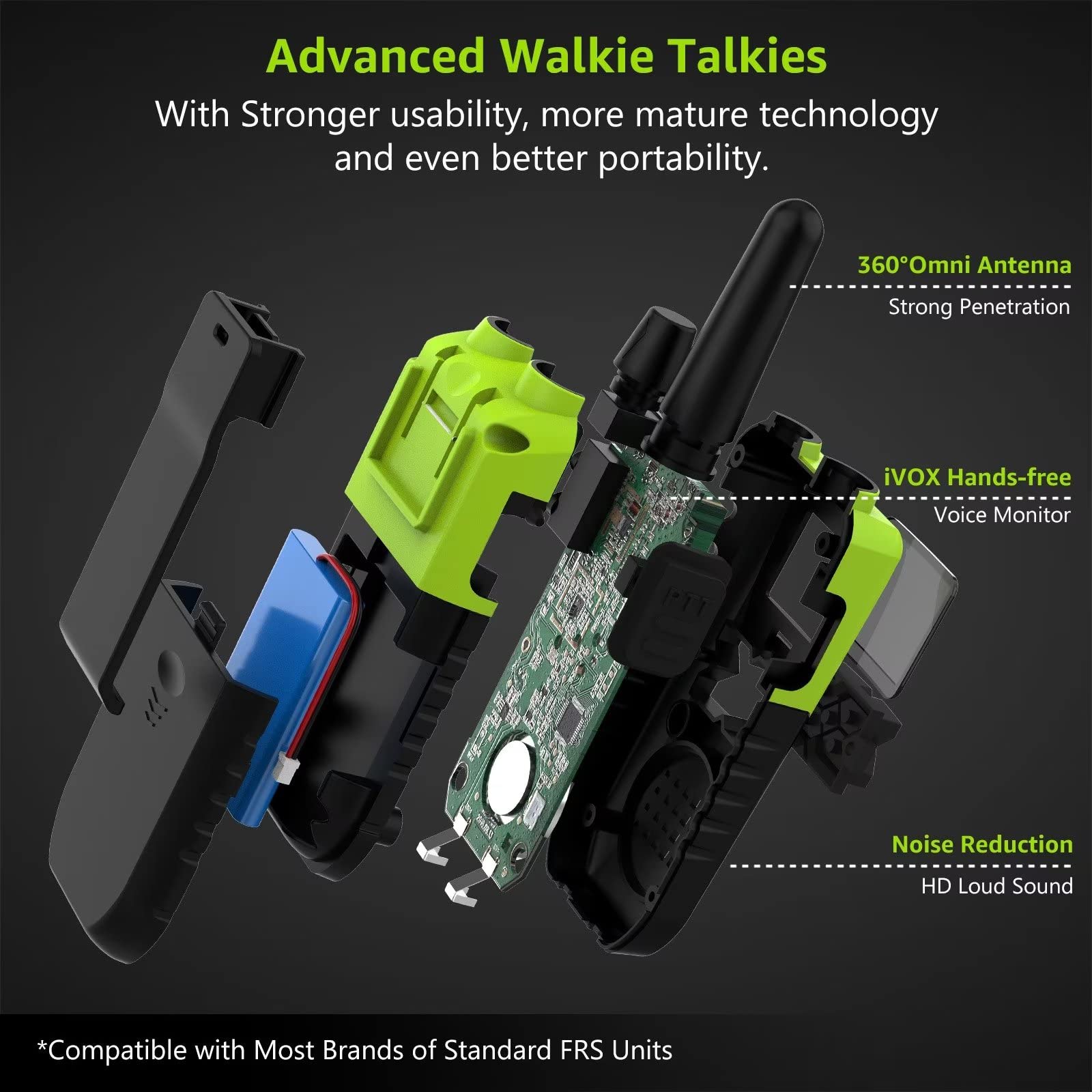 Walkie Talkies for Adults with Charging Station Rechargeable Way  Radios Walkie Talkies Long Range Distance,Emergency Walkie Talkies with  Earpiece Mic USB Charger Batteries NOAA Weather Radio