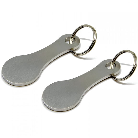 DESIGNICE Mini Aluminum Alloy Key Ring Shopping Trolley Tokens - Small Quarter Holder Keychain for Grocery Shopping Cart, 2 Pcs Silvery