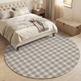 thumbnail image 4 of Round Area Rugs 5Ft, Khaki Gingham Non-Slip Washable Circle Rugs Carpet, Farmhouse Buffalo Plaid Checkered Indoor Outdoor Rug Floor Mats Throw Runner for Bedroom Living Room Bathroom, 4 of 8