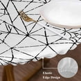 thumbnail image 5 of Halloween Fitted Tablecloth with Elastic Edged, Round Table Cloth for Dining Table, Farmhouse Minimalism Black Cobweb Stripes Waterproof Oil Proof Table Cover for Indoor Outdoor 45"-54", 5 of 9