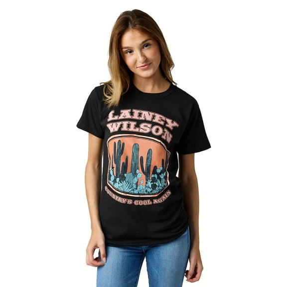 Lainey Wilson Country's Cool Again Women's Charcoal Crew Neck Short Sleeve T-shirt-Medium
