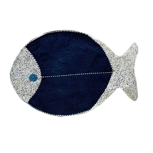veasfak DIY Tea Mat Kit Shape Practice Kits Embroidery Table Mat Kit DIY Embroidery Blue