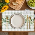 thumbnail image 4 of Eucalyptus Leaves Placemats Set of 4, Green Plaid Farmhouse Watercolor Placemats for Dining Table, Place Mats for Kitchen Tabletop, Waterproof Wipeable Dining Table Mats Set, 4 of 9