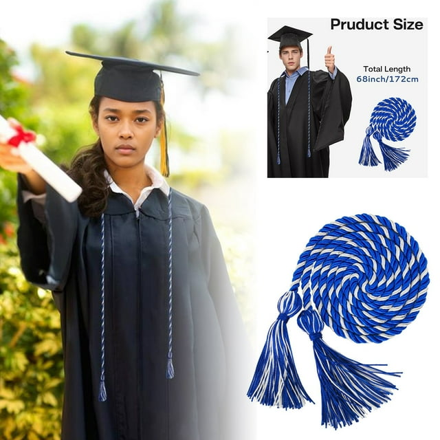 Graduation Rope Honor Rope Graduation In 2025 Graduate With Tassel Bachelor's Formal Dress Doctoral 67 Inches Long Blue And White