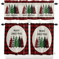thumbnail image 2 of Merry Christmas Kitchen Curtains Tiers and Valances Set, Trees Xmas Tree Winter Red Black Buffalo Check Plaid Rod Pocket Valance Short Window Treatment Decor Curtains, 27.5"x36", 3 Pieces Set, 2 of 5