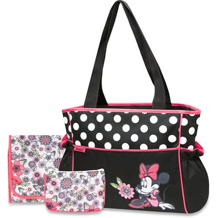 Disney Baby Minnie Mouse Coral Floral 3-Piece Diaper Bag Set - 0