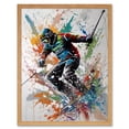 thumbnail image 1 of Skier Skiing Multicoloured Paint Splat Action Shot Art Print Framed Poster Wall Decor 12x16 inch, 1 of 5