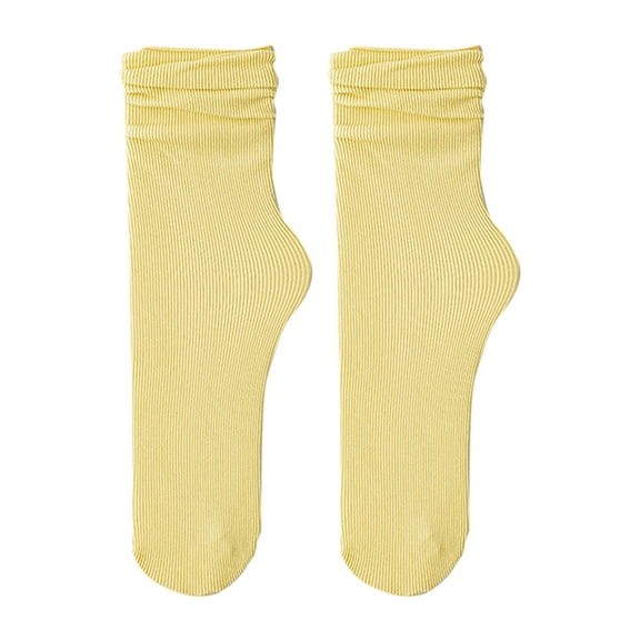 Yellow Socks Women's Summer and Autumn Thin Ice Socks Solid Simple Ice Silk Socks Mid Tube Socks