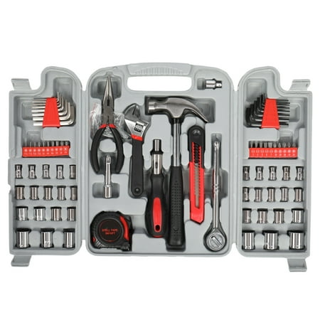 

Household Tool Kit 186 Pieces Tool Set Includes Hammer Wrench Set Screwdriver Pliers and More Home Tool Kit Great for DIY Projects Gray
