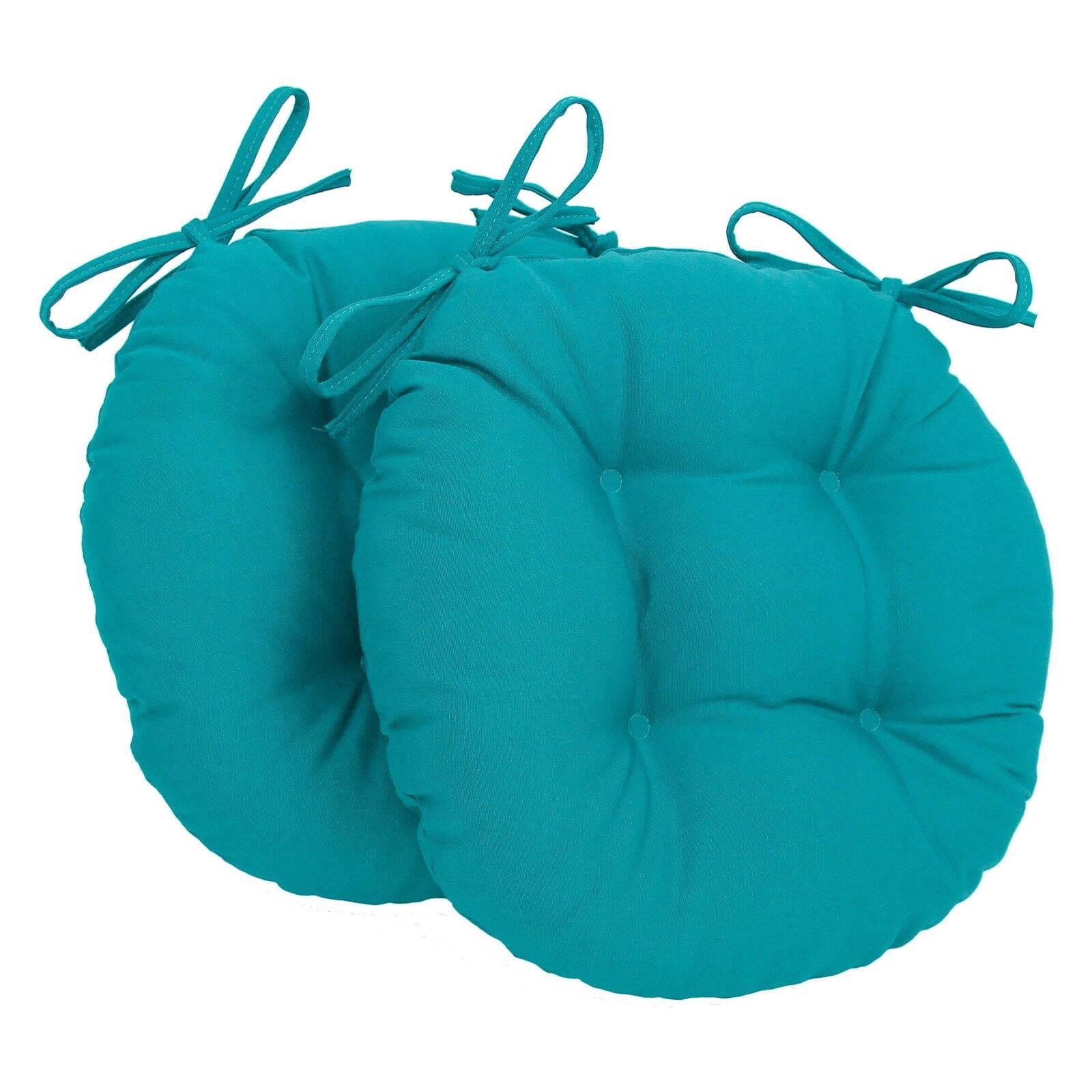 Blazing Needles 16 x 16 Round Twill Dining Chair Cushions with Ties