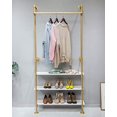 thumbnail image 2 of WGX Design For You Industrial Pipe Clothing Rack Wood Garment Rack Pipeline Vintage Rolling Rack On Wall?Gold?, 2 of 5