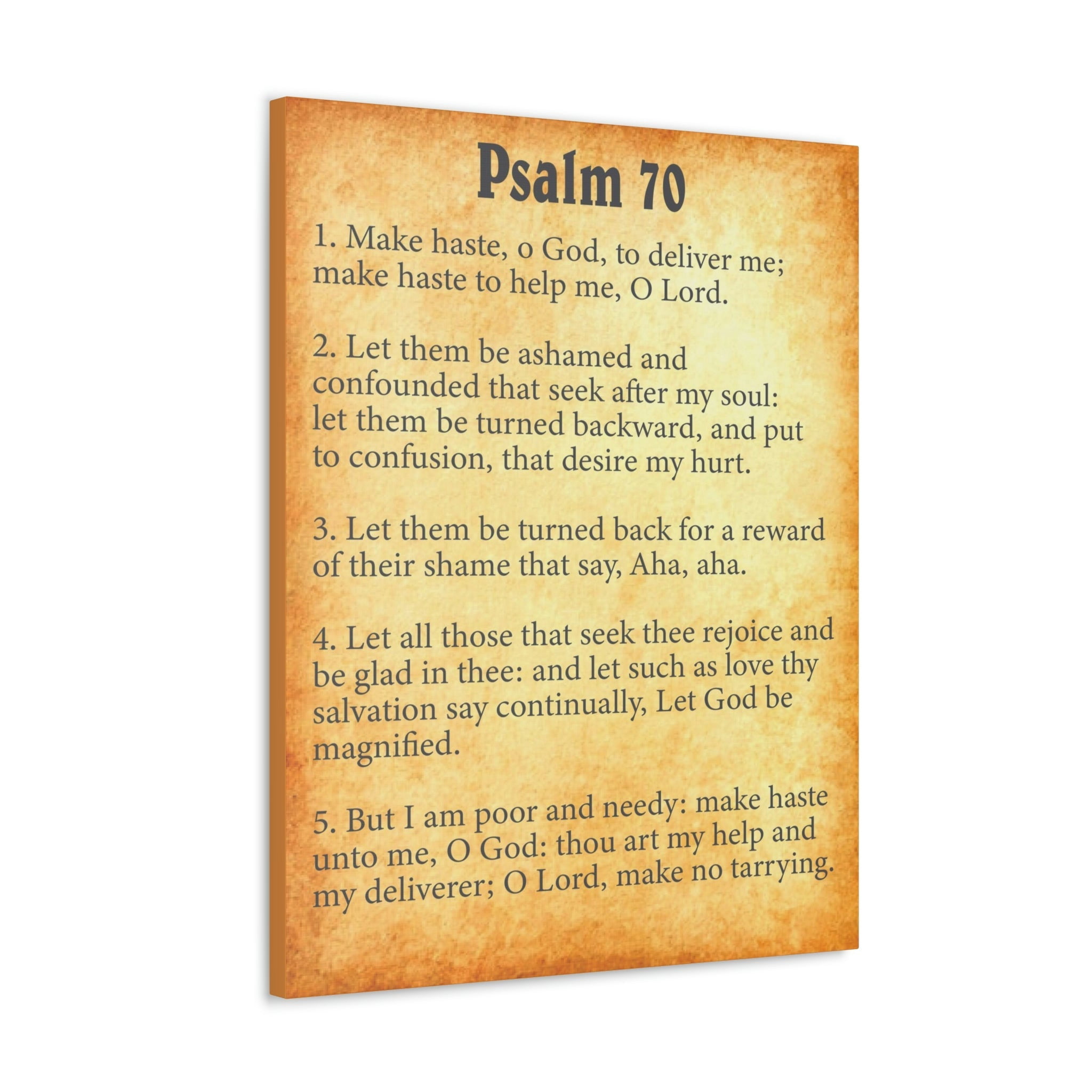 Scripture Walls Psalm 70 Chapter Gold Bible Canvas Christian Wall Art Ready to Hang Unframed