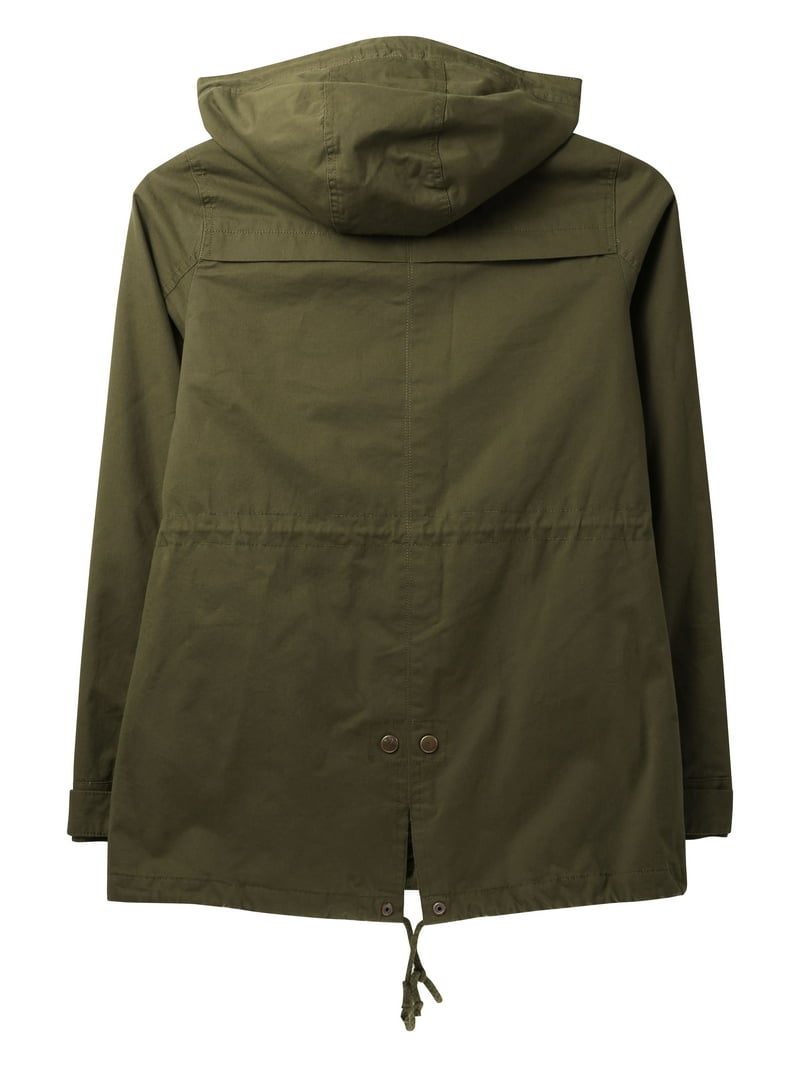 Ma Croix Womens Hooded Satin Lined Anorak Jacket Plus Size Safari