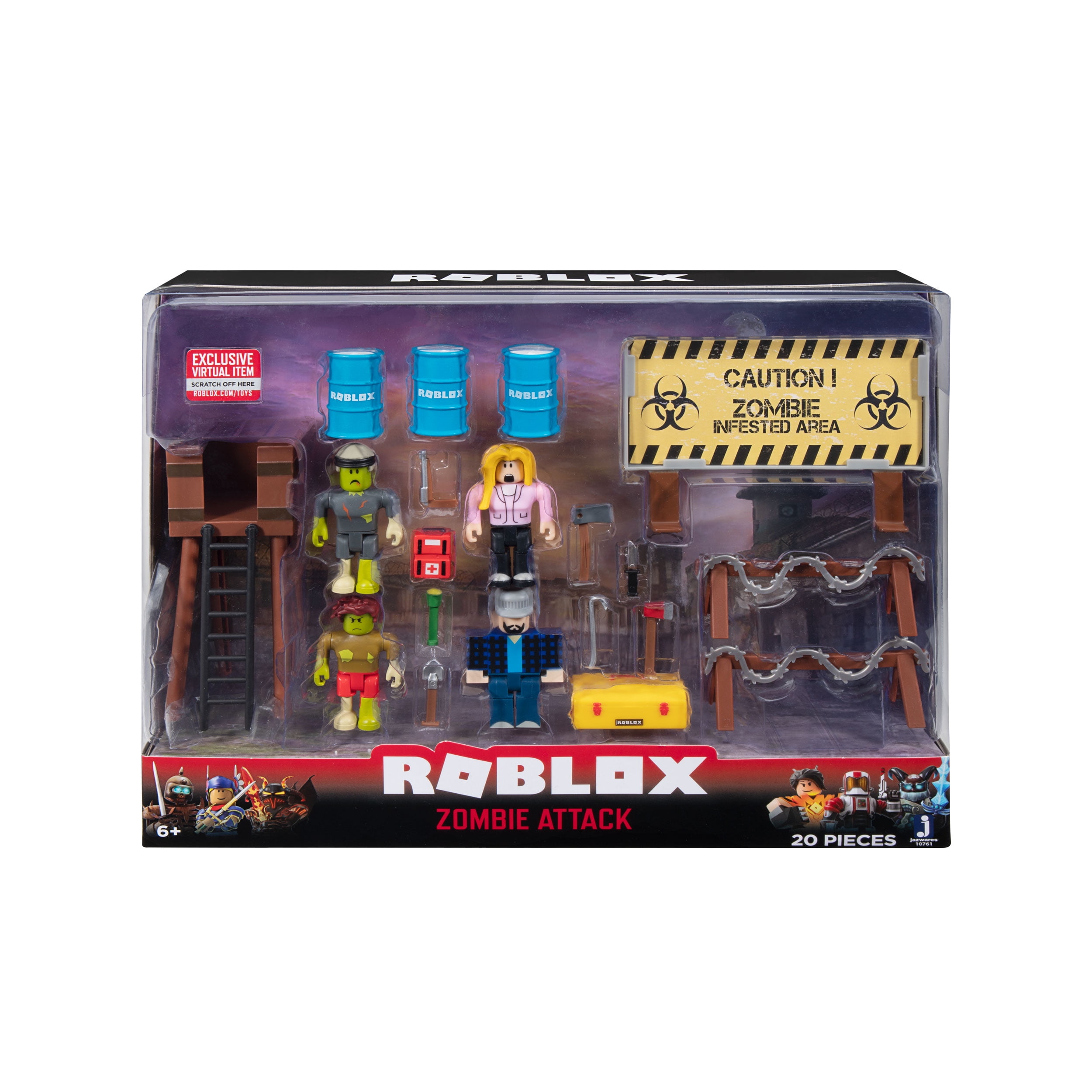 Roblox Action Collection Zombie Attack Playset Includes Exclusive Virtual Item Walmart Com Walmart Com - zombie attack game roblox