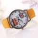 thumbnail image 4 of Reloj de pulsera de cuarzo con correa de mezclilla para mujer con patrón de coche vintage de moda (amarillo), 4 of 5