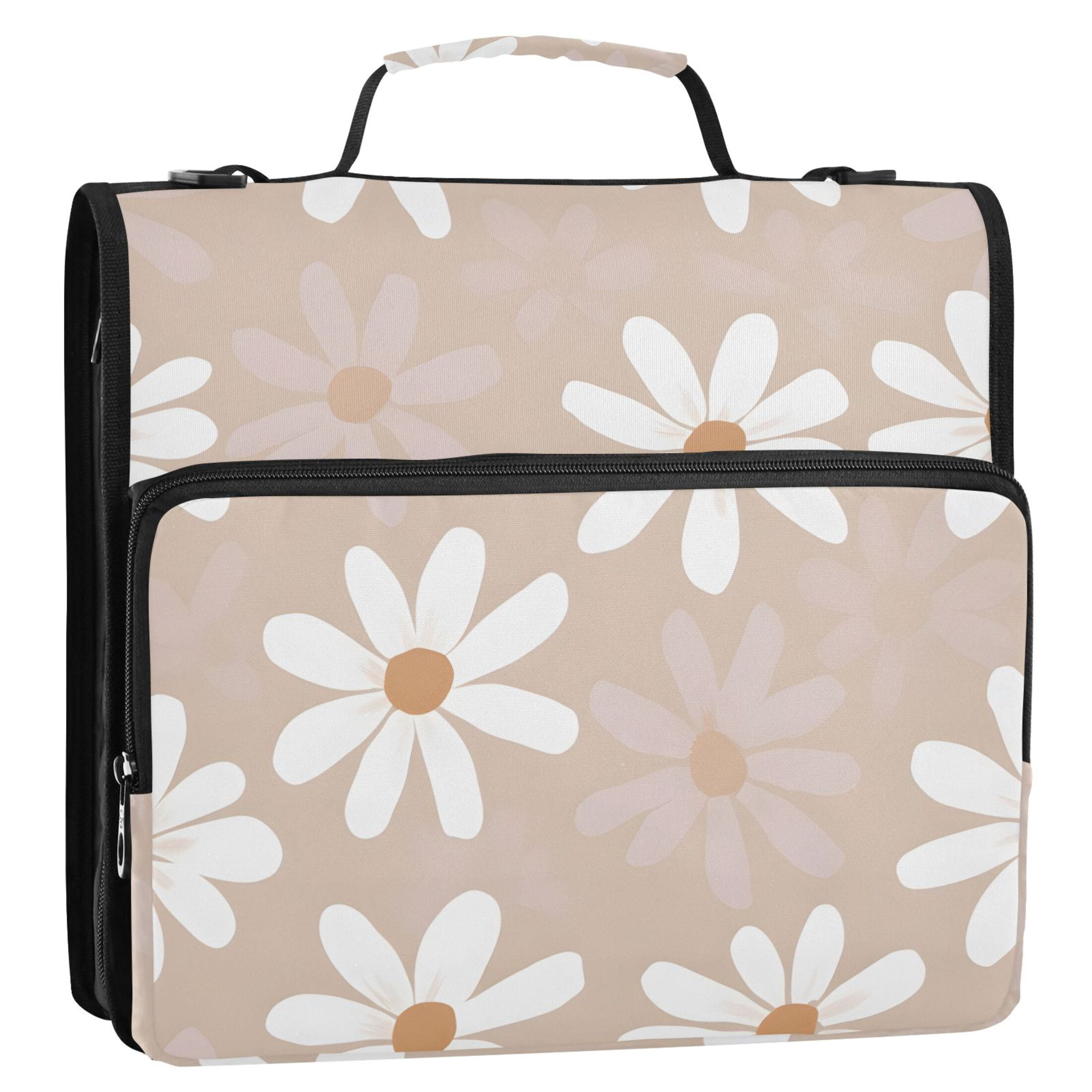 ALAZA Zipper Binder Flower Pattern 3 Ring Trapper Keeper File Folder Organizer Bag
