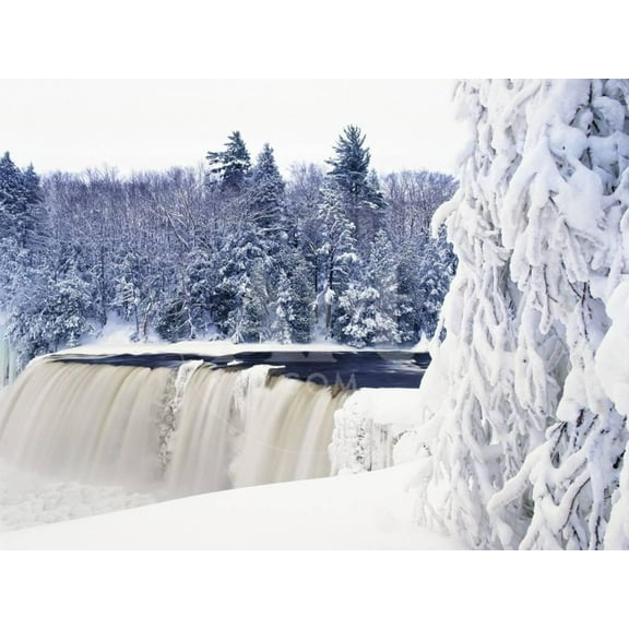 Tahquamenon Falls in Snow, Botanical Scenic Seasons Unframed Photographic Print Wall Art by Jim Zuckerman Sold by Art.Com