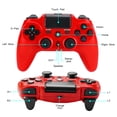 thumbnail image 3 of Wireless Controller Compatible with P4/P4 Slim/P4 Pro/Windows PC, Red, 3 of 6