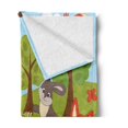 thumbnail image 2 of Forest Friends Soft Flannel Fleece Throw Blanket, Woodland Animals Cartoon with Fox Rabbit Bear Hedgehog Snail and Squirrel, Cozy Plush for Indoor and Outdoor Use, 50" x 70", Multicolor, by Ambesonne, 2 of 5