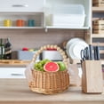 thumbnail image 2 of Easter Large Multipurpose Wicker Basket With Handle, 3.54"X5.91" Wicker Picnic Basket With Liner, Empty Gift Basket, Oval Willow Woven Basket For Fruit, Wine, Gathering, Wedding, Picnic, 2 of 5