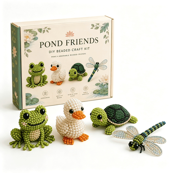 BZCOE 4Pcs Animal Bead Diy Tiny 3D Beaded Kit Animals Diy Kit Designs Beaded for Beginner&Craft with Instructions 3D Beaded Animal Kit(4Pcs-A)