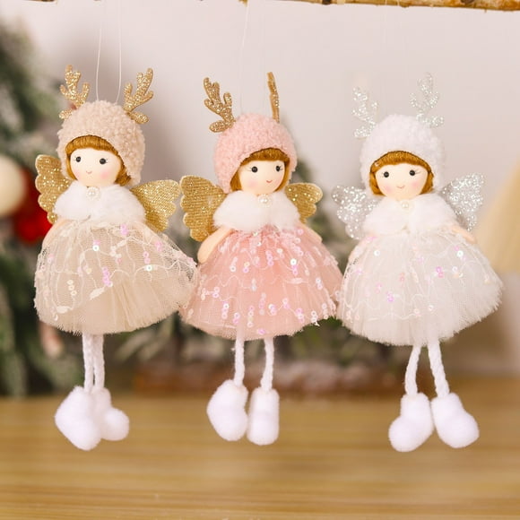 Christmas Mesh Skirt Dance Pendant Antlers, Cute Girl Mini Pendant, 8-inch Diameter, Glass Material, For Holiday Decor, Home Chandelier, Room, Energy-efficient LED, Modern Farmhouse Style, Rustic