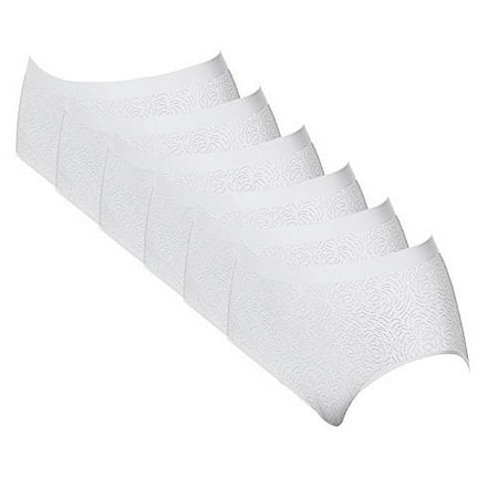 Bali Women's Microfiber Seamless Brief Panty (Pack of 6) 6 White Damask