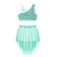 thumbnail image 4 of inhzoy Girls Lyrical Ballet Dance Leotard Tutu Dress Sequins Crop Top Mesh Irregular Skirt Dancewear, 4 of 6