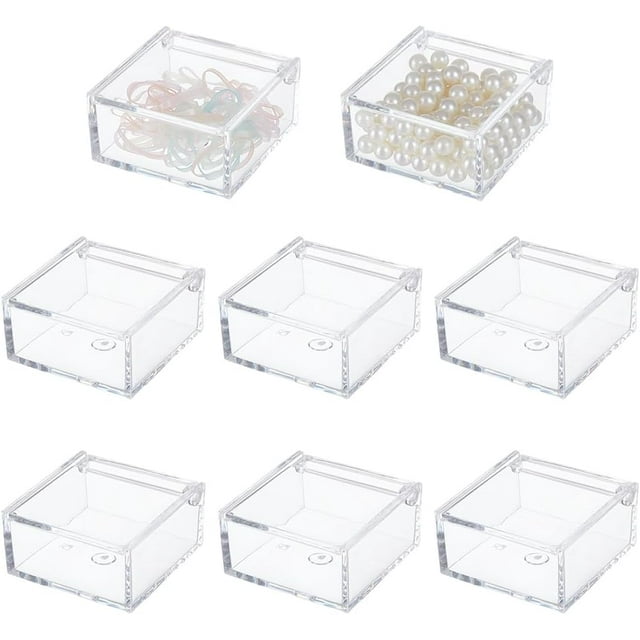 Caja de acrílico transparente con tapa abatible, 8 unidades, 2,36 x 2,36 x 1,18 pulgadas, multiusos, cuadrada, pequeña, para almacenamiento
