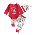 thumbnail image 2 of Cjfdfy Newborn Baby Boy Christmas Outfit My First Christmas Long Sleeve Excavator Print Romper Pants Hat 3-piece Set Infant Cute Christmas Holiday Fall Winter Clothes 0-18M, 2 of 10