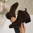 thumbnail image 6 of Willtoo Boots for Women Faux Suede Round Toe Ankle Booties, Metal Rose Decor Low Block Heel Short Boots, Side Zipper Comfort Fall Winter Shoes, 6 of 6